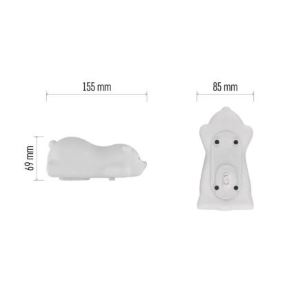 Презареждаема LED RGB сензорна нощна лампа LED/3,7V 1200 mAh мече