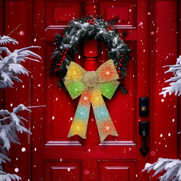 LED RGB коледна декорация 11xLED/3xLR44 40x30 cm със златна панделка