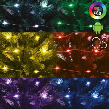 LED RGB Коледна димируема гирлянда 100xLED/29 функции 10,4m