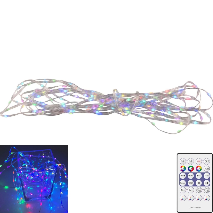 LED RGB коледни лампички LED/10W/5V 10 m USB + дистанционно управление