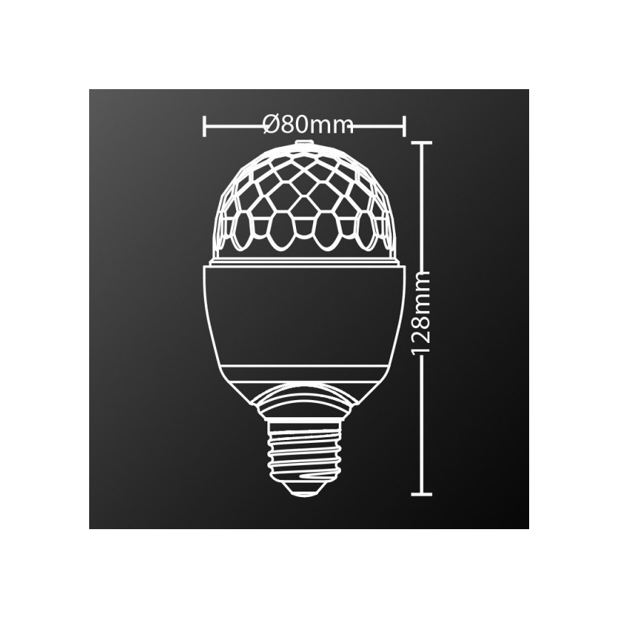 LED RGB Крушка DISCO A60 E27/3W/230V