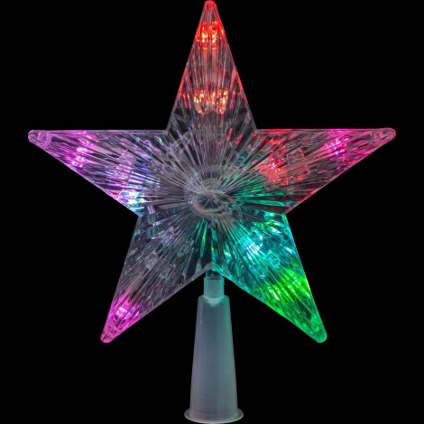 LED RGB Коледна звезда за елха 10xLED/2xAA 15см