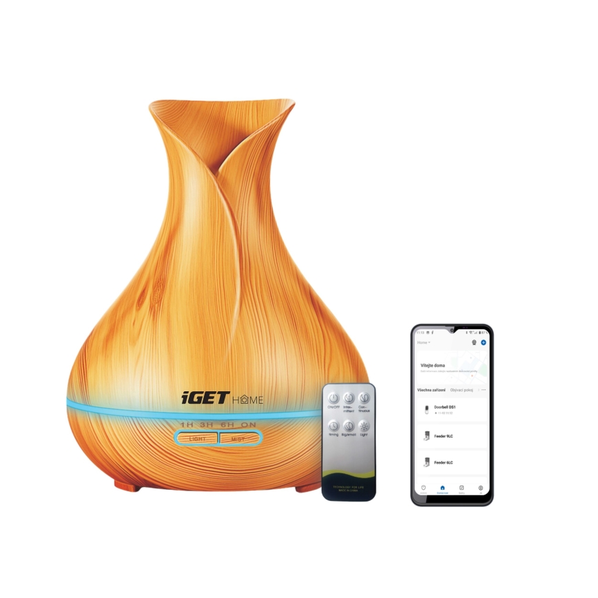 LED RGBW Аромадифузер и овлажнител на въздуха LED/230V 500 ml Wi-Fi + дистанционно управление
