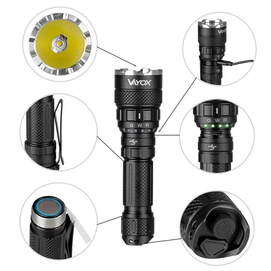 LED RGBW Димируем акумулаторен фенер LED/15W/5V IP66 1500 лъскав 2000 mAh