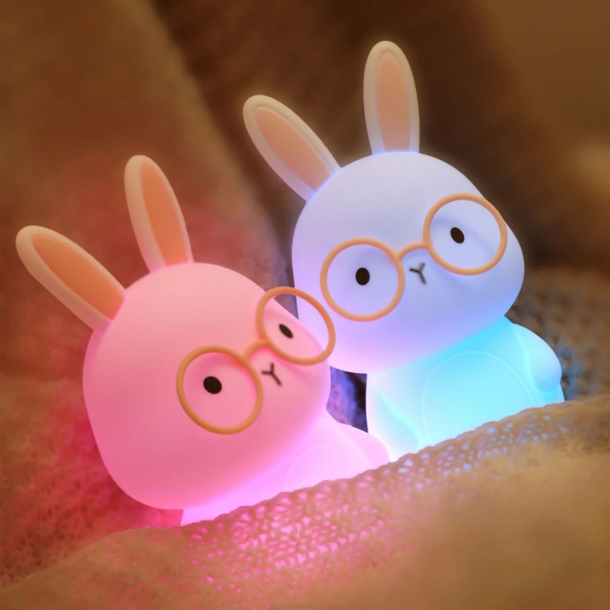 LED RGBW Димируем детски докосване лампа FLORKA LED/1W/5V USB 1200 mAh зайче бял/розов