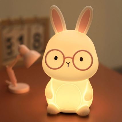 LED RGBW Димируем детски докосване лампа FLORKA LED/1W/5V USB 1200 mAh зайче бял/розов