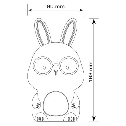 LED RGBW Димируем детски докосване лампа FLORKA LED/1W/5V USB 1200 mAh зайче бял/розов