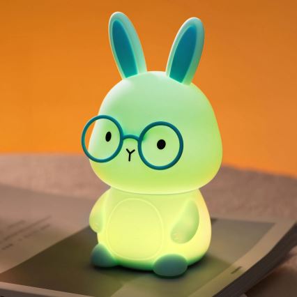 LED RGBW Димируем детски докосване лампа FLORKA LED/1W/5V USB 1200 mAh зайче син