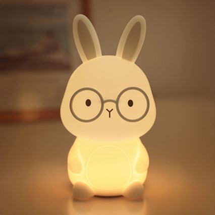 LED RGBW Димируем детски докосване лампа FLORKA LED/1W/5V USB 1200 mAh зайче бял/сив