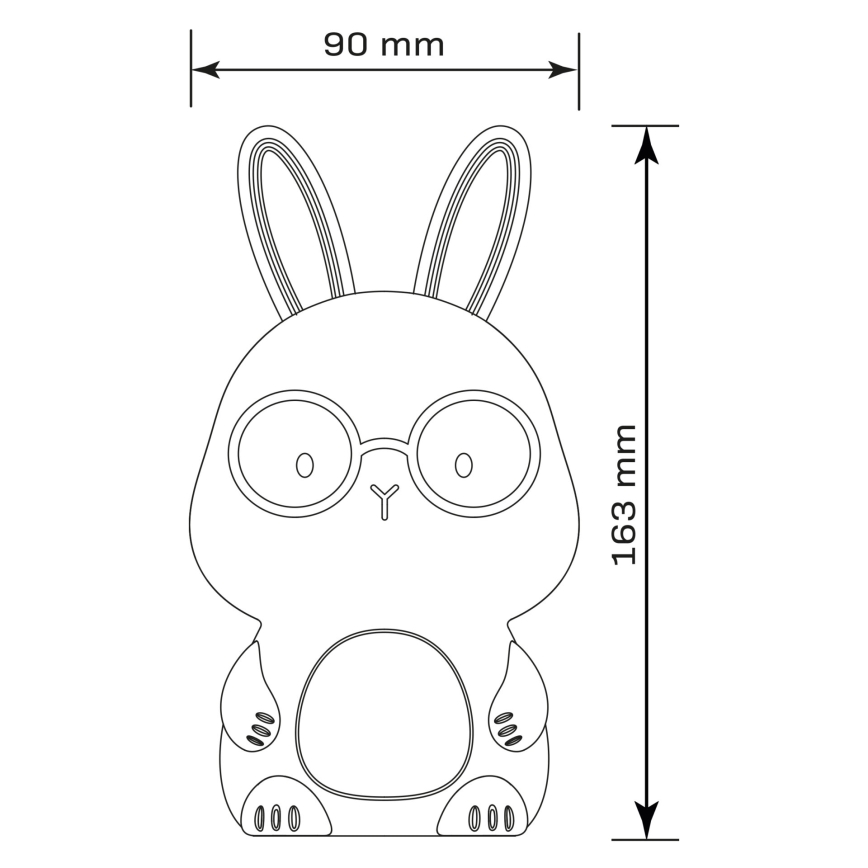 LED RGBW Димируем детски докосване лампа FLORKA LED/1W/5V USB 1200 mAh зайче бял/сив