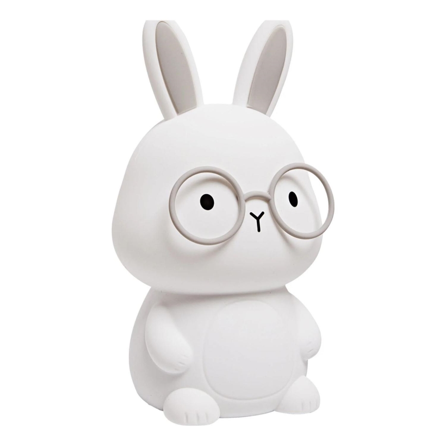 LED RGBW Димируем детски докосване лампа FLORKA LED/1W/5V USB 1200 mAh зайче бял/сив