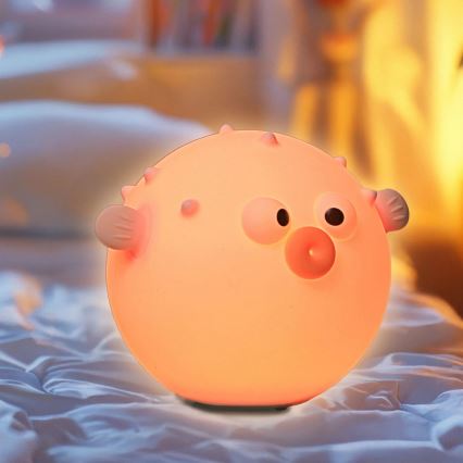 LED RGBW Димируем детски докосване лампа HELA LED/1W/5V USB 1200 mAh риба розов