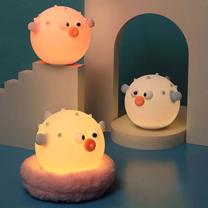 LED RGBW Димируем детски докосване лампа HELA LED/1W/5V USB 1200 mAh риба розов