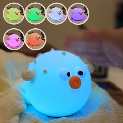 LED RGBW Димируем детски докосване лампа HELA LED/1W/5V USB 1200 mAh риба розов
