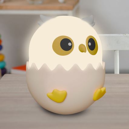 LED RGBW Димируем детски докосване лампа OWL LED/1W/5V USB 1200 mAh бухал розов