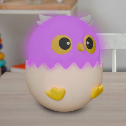 LED RGBW Димируем детски докосване лампа OWL LED/1W/5V USB 1200 mAh бухал розов