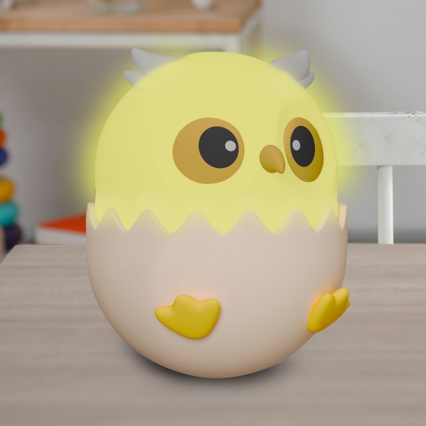 LED RGBW Димируем детски докосване лампа OWL LED/1W/5V USB 1200 mAh бухал розов