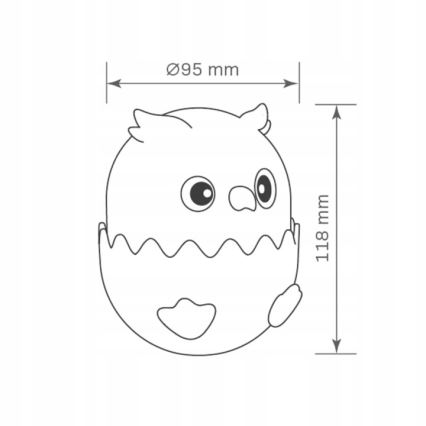 LED RGBW Димируем детски докосване лампа OWL LED/1W/5V USB 1200 mAh бухал розов