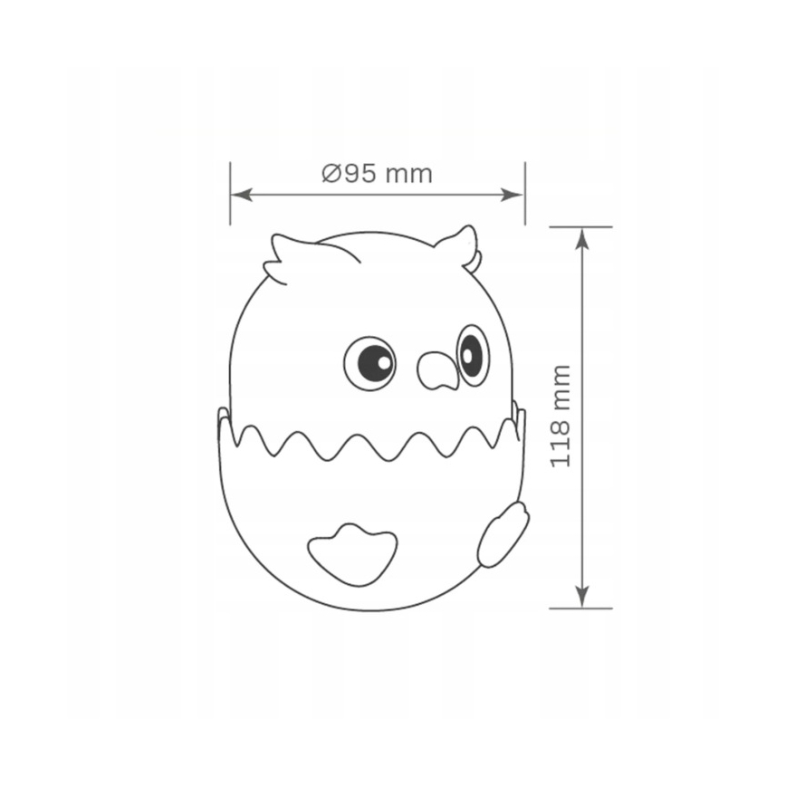 LED RGBW Димируем детски докосване лампа OWL LED/1W/5V USB 1200 mAh бухал розов