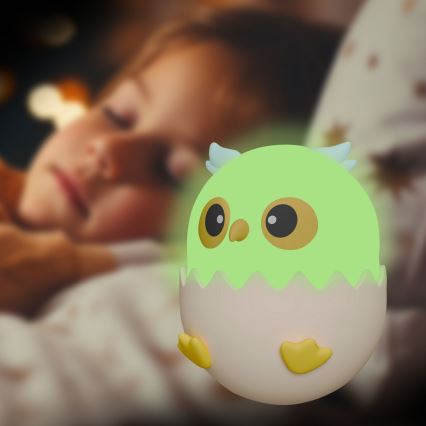 LED RGBW Димируем детски докосване лампа OWL LED/1W/5V USB 1200 mAh бухал син