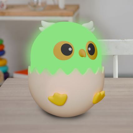 LED RGBW Димируем детски докосване лампа OWL LED/1W/5V USB 1200 mAh бухал син