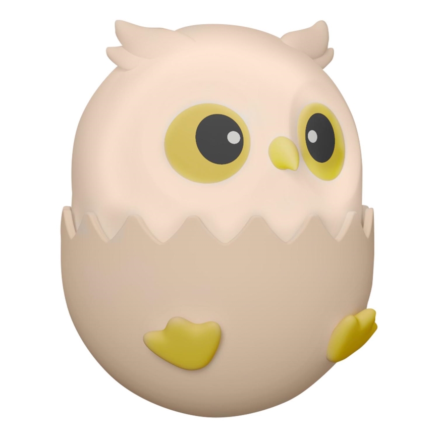 LED RGBW Димируем детски докосване лампа OWL LED/1W/5V USB 1200 mAh бухал розов