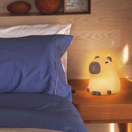 LED RGBW Димируем детски докосване лампа LED/1W/5V USB 1200 mAh капибара