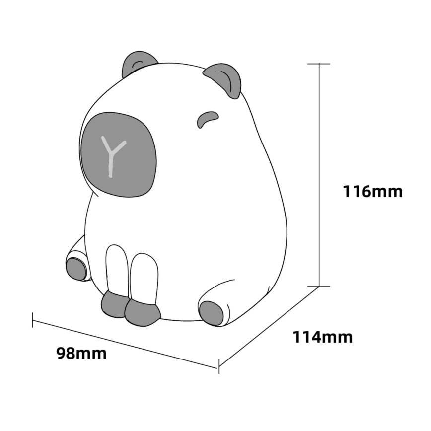 LED RGBW Димируем детски докосване лампа LED/1W/5V USB 1200 mAh капибара