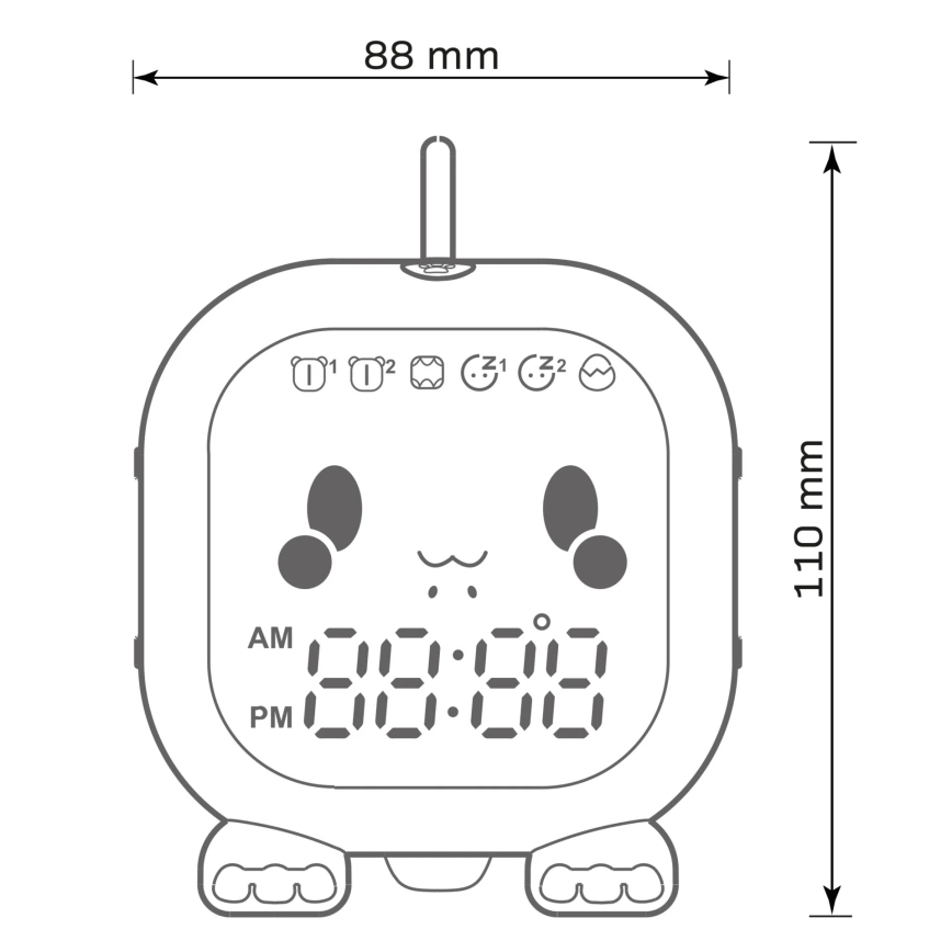 LED RGBW Димируем детски нощ малка лампа с будилник FILIP LED/1,5W/5V 1500 mAh