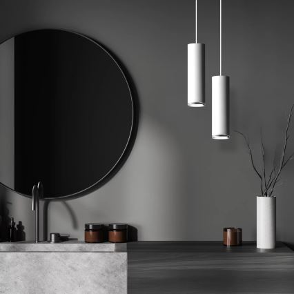 LED RGBW с възможност за димиране висяща лампа за баня на кабел TURYN 1xGU10/6W/230V 3000K Wi-Fi IP44 бяла