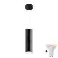 LED RGBW димируем полилей за баня на кабел TURYN 1xGU10/4,8W/230V 3000K IP44 черен + дистанционно управление