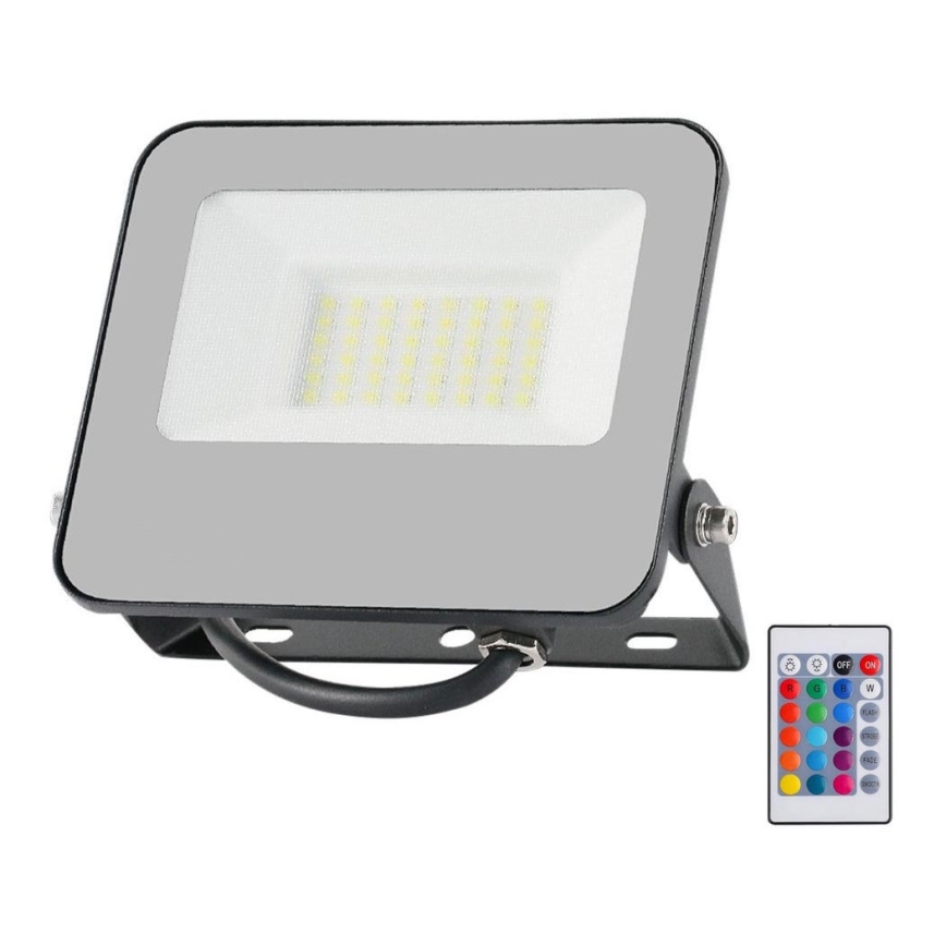 LED RGBW Димируем прожектор LED/30W/230V IP65 сив + дистанционно управление