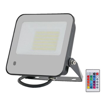 LED RGBW Димируем прожектор LED/50W/230V IP65 сив + дистанционно управление
