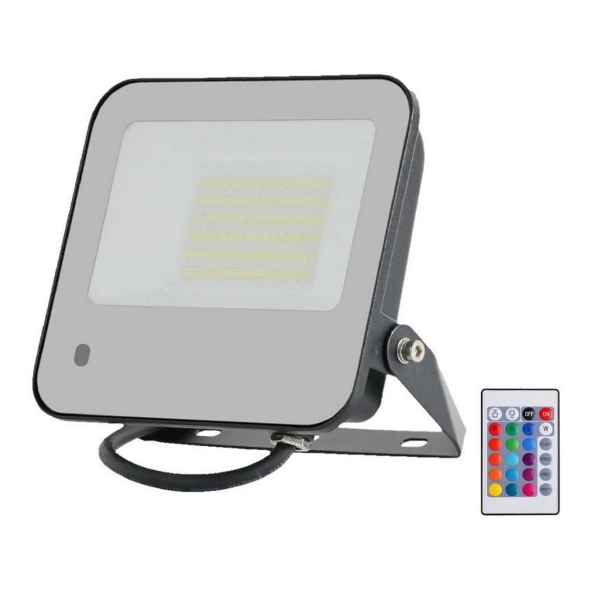 LED RGBW Димируем прожектор LED/50W/230V IP65 сив + дистанционно управление