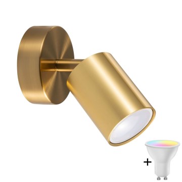 LED RGBW димируем стенен спот GOLDIE 1xGU10/4,8W/230V 3000K златен + дистанционно управление