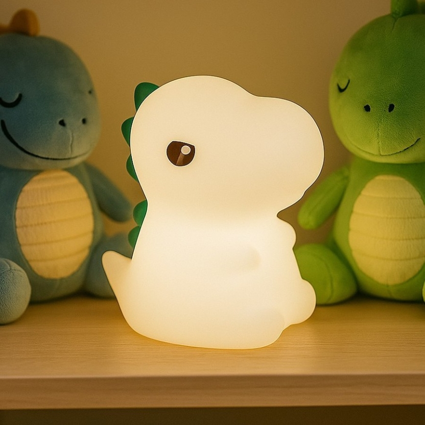 LED RGBW димируема акумулаторна сензорна детска нощна лампа DINO LED/1W/5V 1200 mAh