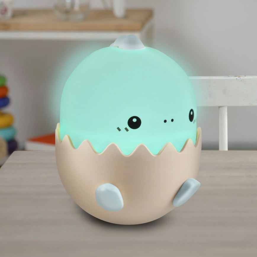 LED RGBW Димируема детски сензорна лампа BABY DINO LED/0,75W/5V USB 1200 mAh син
