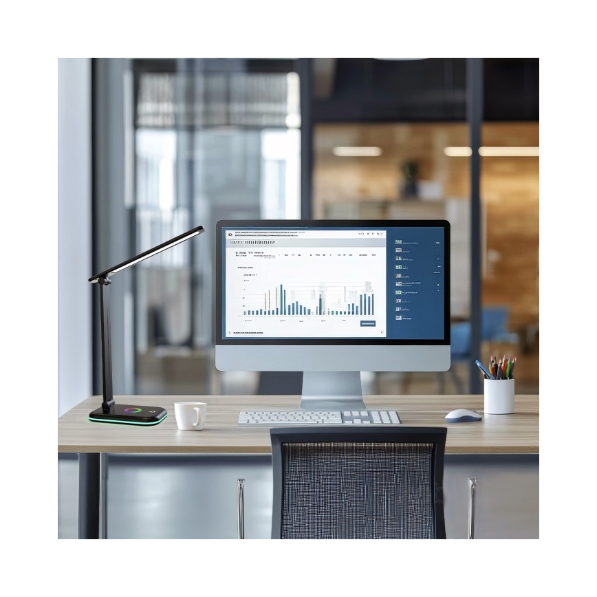 LED RGBW Димируема настолна лампа NOBLITE LED/7W/5V 3000/4000/6500K черен