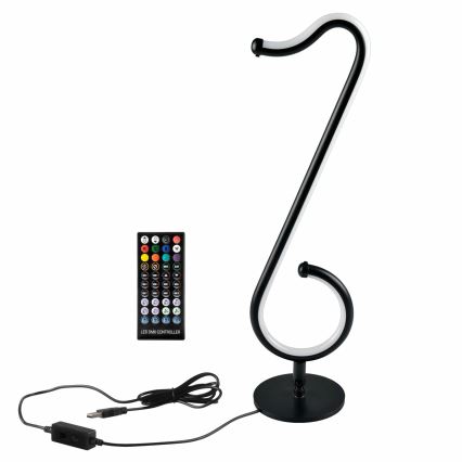 LED RGBW Димируема настолна лампа NUTKA LED/15W/5V черен + дистанционно управление