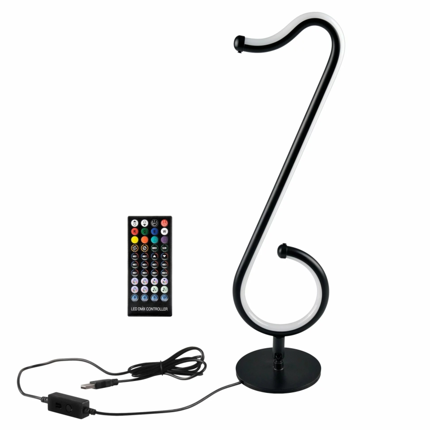 LED RGBW Димируема настолна лампа NUTKA LED/15W/5V черен + дистанционно управление