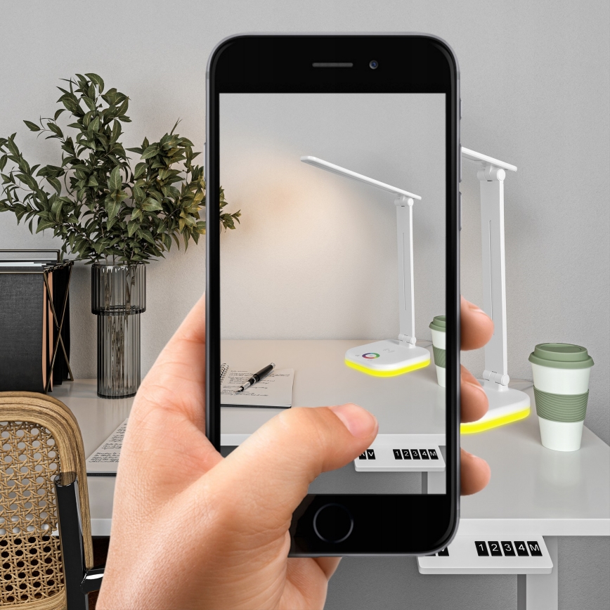 LED RGBW димируема настолна лампа с безжично зареждане LED/7W/5V USB бяла