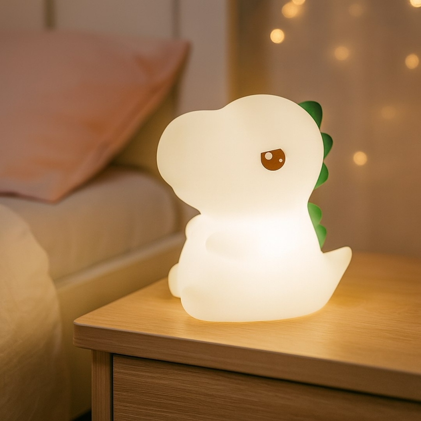 LED RGBW димируема акумулаторна сензорна детска нощна лампа DINO LED/1W/5V 1200 mAh
