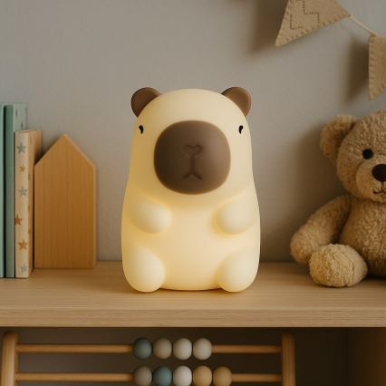 LED RGBW димируема презареждаема сензорна детска нощна лампа KAPYBARA LED/0,45W/5V 800 mAh