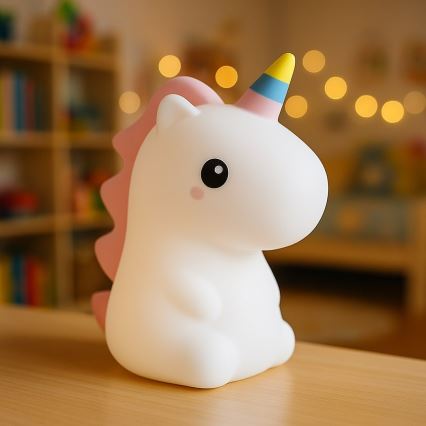 LED RGBW димируема презареждаема детска сензорна нощна лампа UNICORN LED/1W/5V 1200 mAh