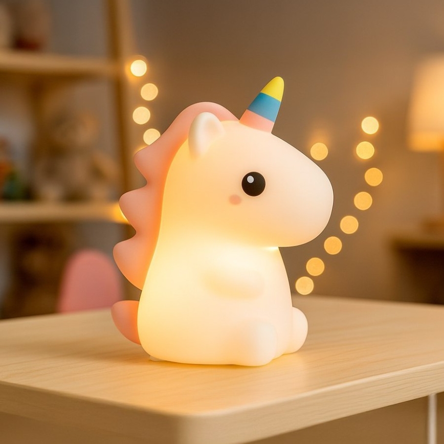 LED RGBW димируема презареждаема детска сензорна нощна лампа UNICORN LED/1W/5V 1200 mAh
