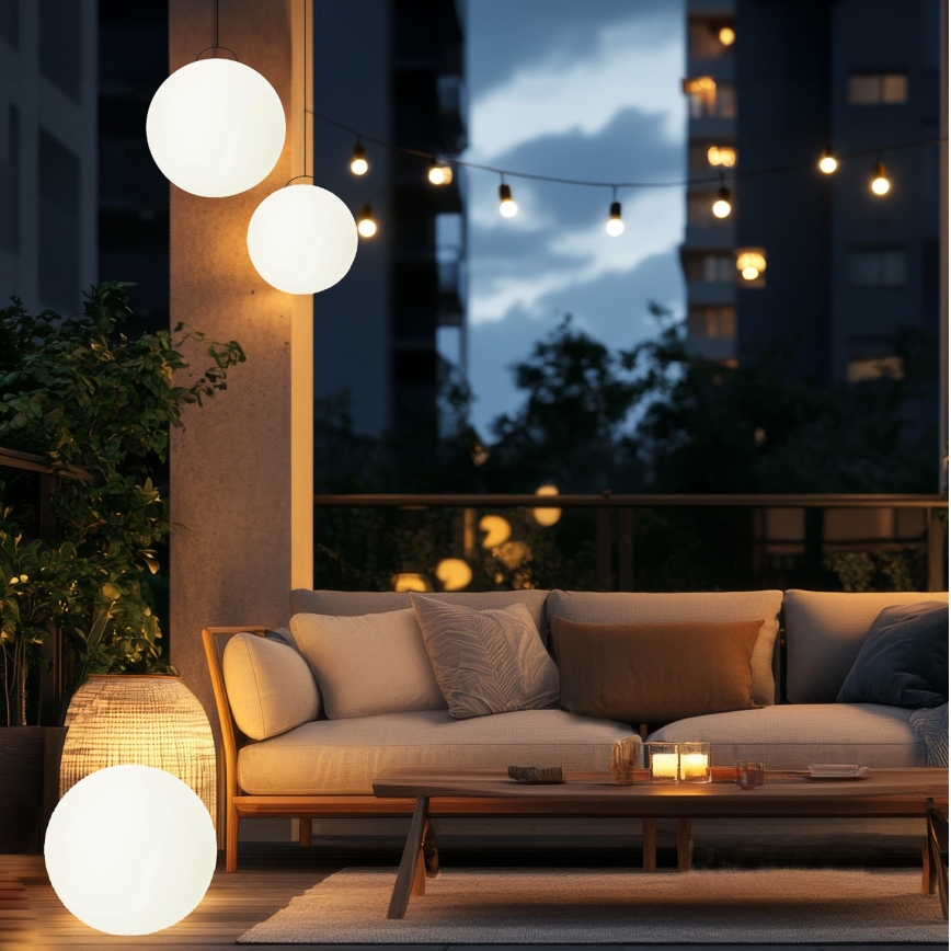 LED RGBW Димируема соларна лампа GARDEN BALL LED/5W/3,7V 3000K IP54 2200 mAh Ø 30 cm + дистанционно управление
