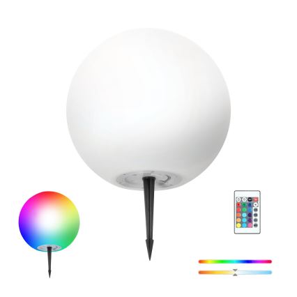 LED RGBW Димируема соларна лампа GARDEN BALL LED/5W/3,7V 3000K IP54 2200 mAh Ø 30 cm + дистанционно управление