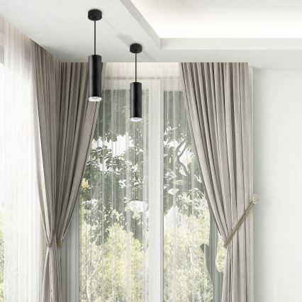LED RGBW димируем полилей за баня на кабел TURYN 1xGU10/4,8W/230V 3000K IP44 черен + дистанционно управление
