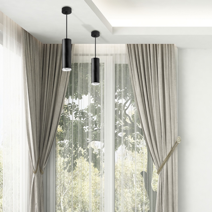 LED RGBW димируем полилей за баня на кабел TURYN 1xGU10/4,8W/230V 3000K IP44 черен + дистанционно управление