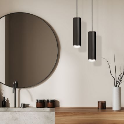 LED RGBW димируем полилей за баня на кабел TURYN 1xGU10/6W/230V 3000K IP44 черен + дистанционно управление